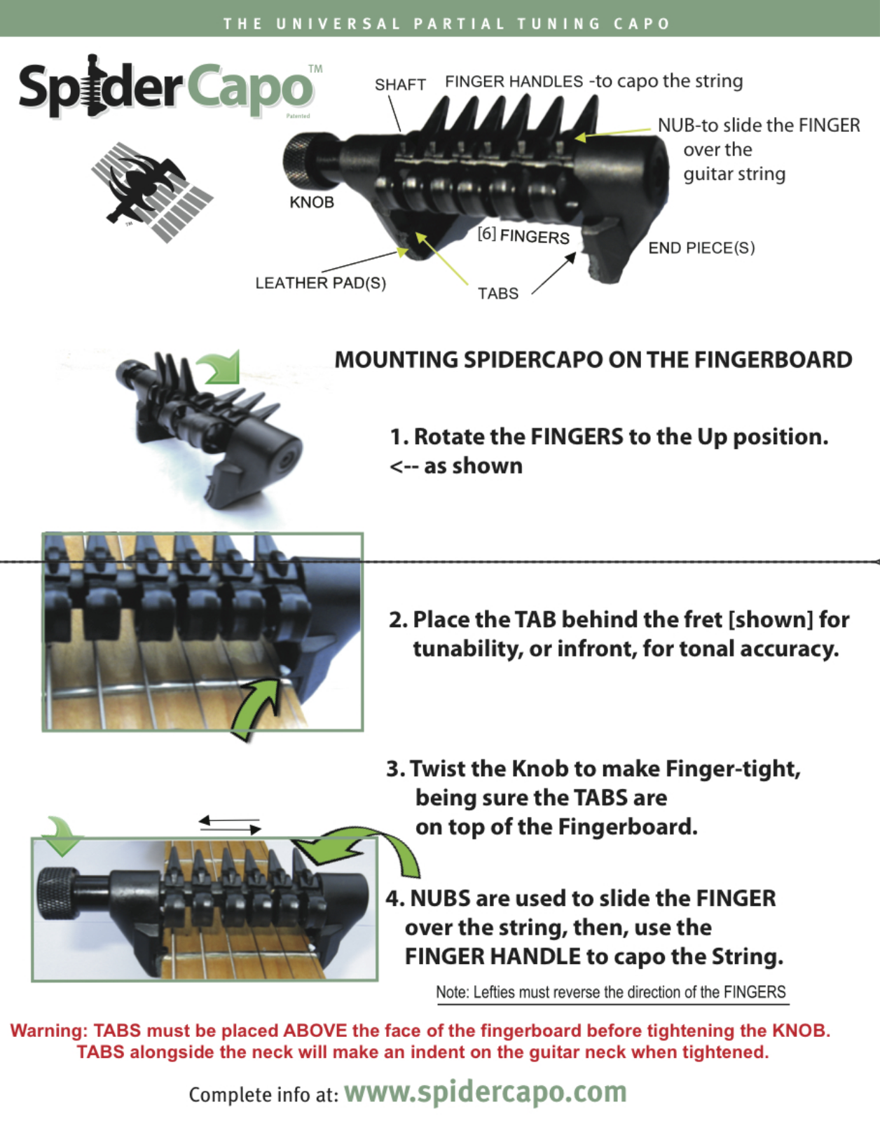 Creative Tunings SpiderCapo Quick Start Guide - ManualMachine.com