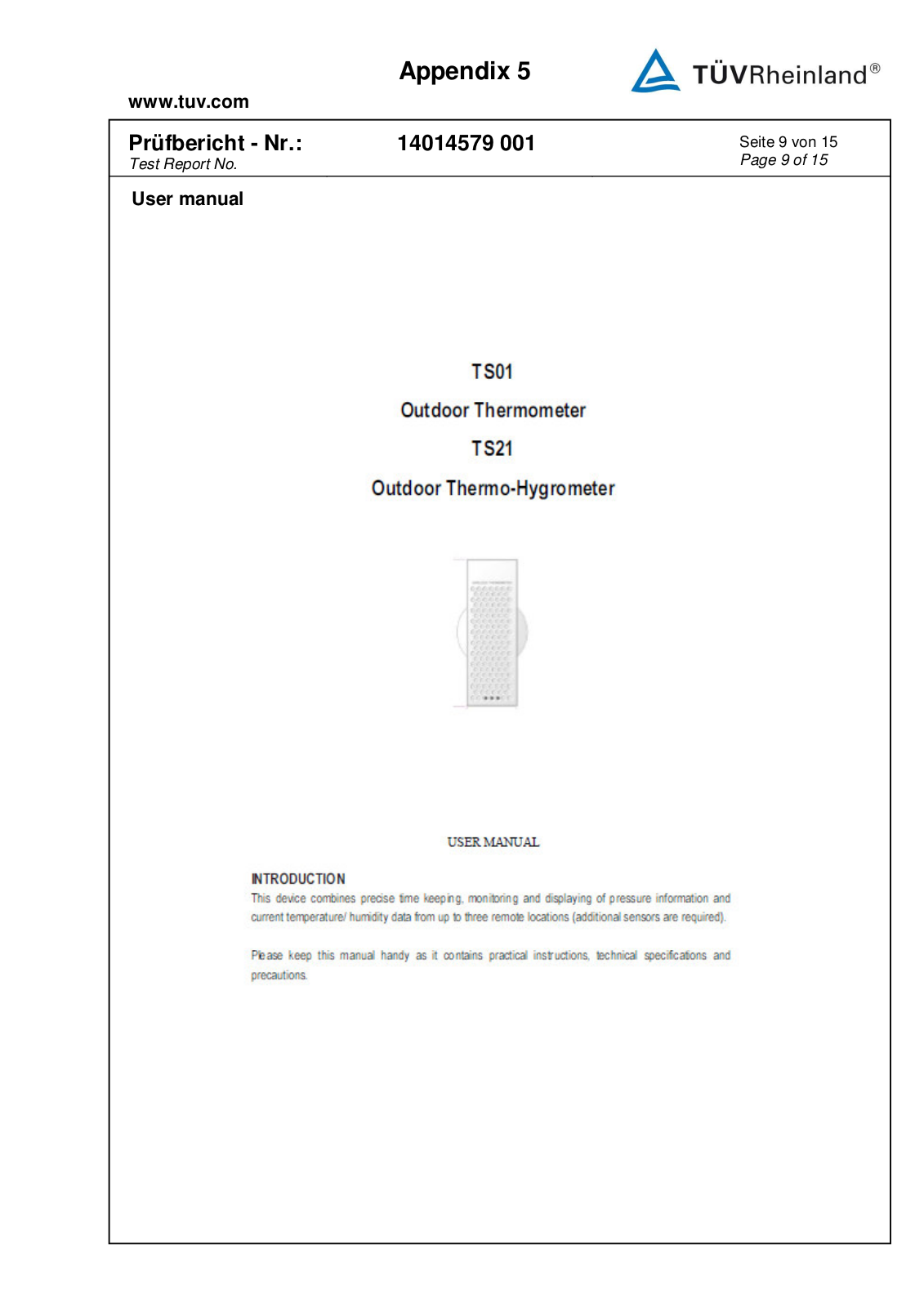 Hideki Electronics TS21 User Manual