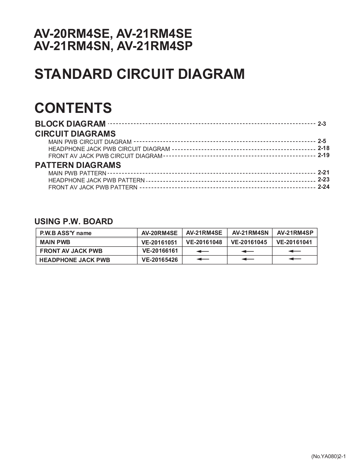 JVC AV-20RM4SE, AV-21RM4SE, AV-21RM4SN, AV-21RM4SP Schematics