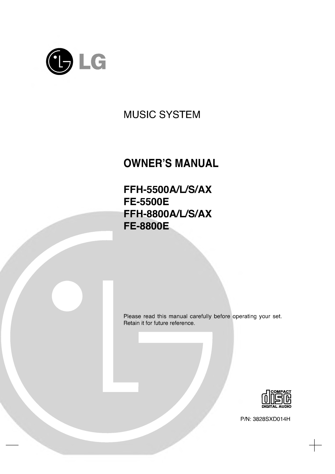 Lg FFH-8800L, FFH-8800S, FFH-8800AX, FE-8800E, FFH-5500A Owners Manual