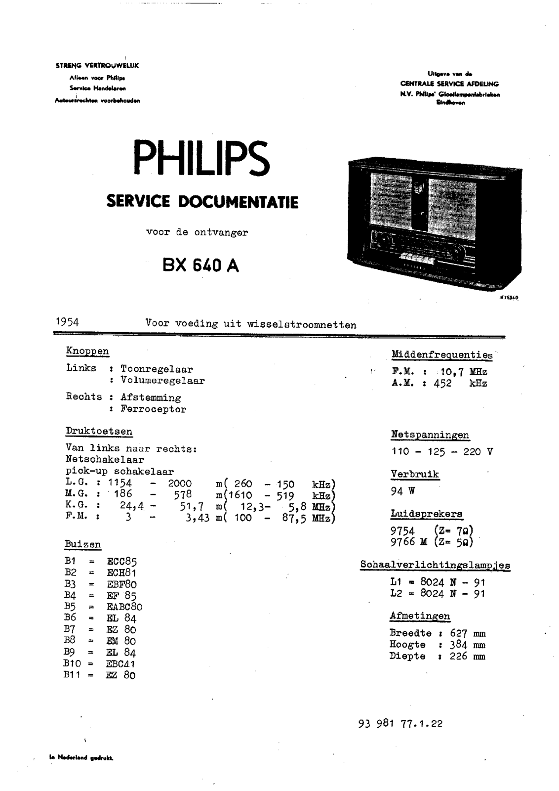 Philips BX-640-A Service Manual