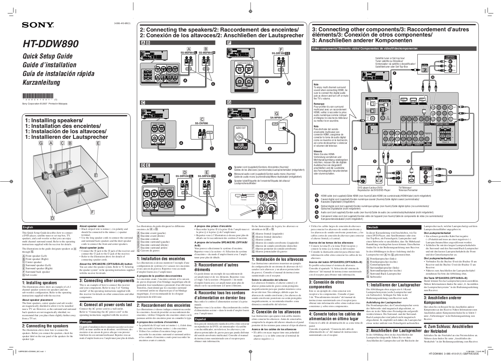 SONY HT-DDW890 User Manual