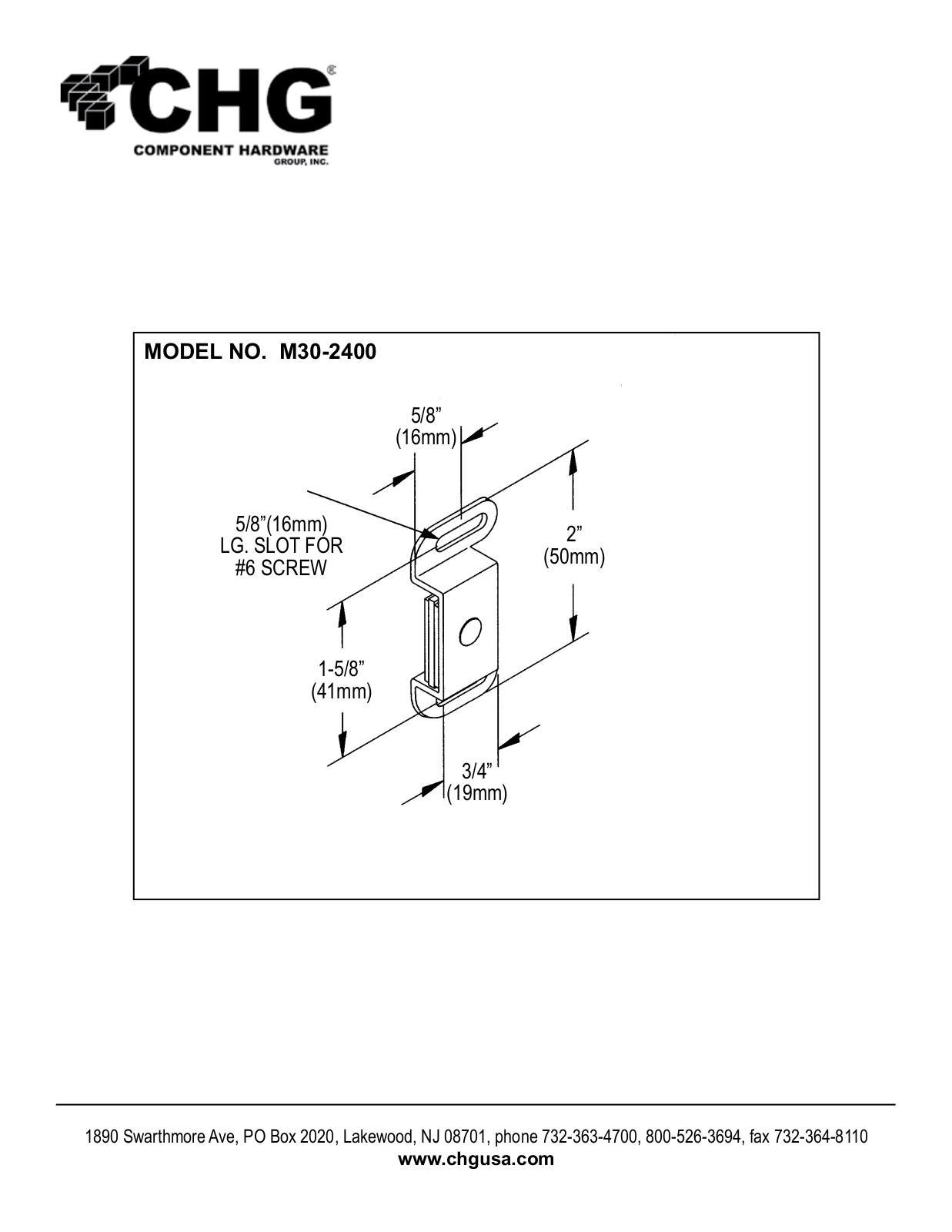 Component Hardware M30-2400 User Manual