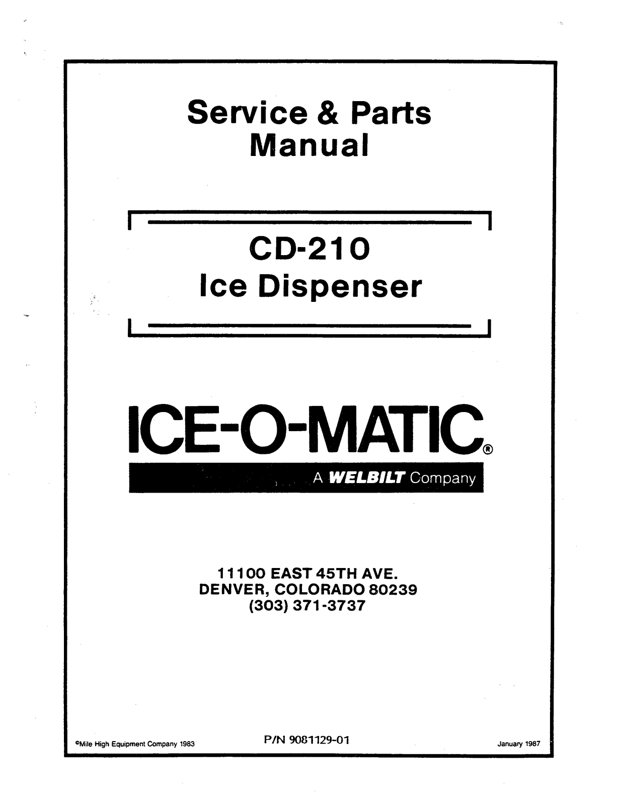 Ice-O-Matic CD210 User Manual