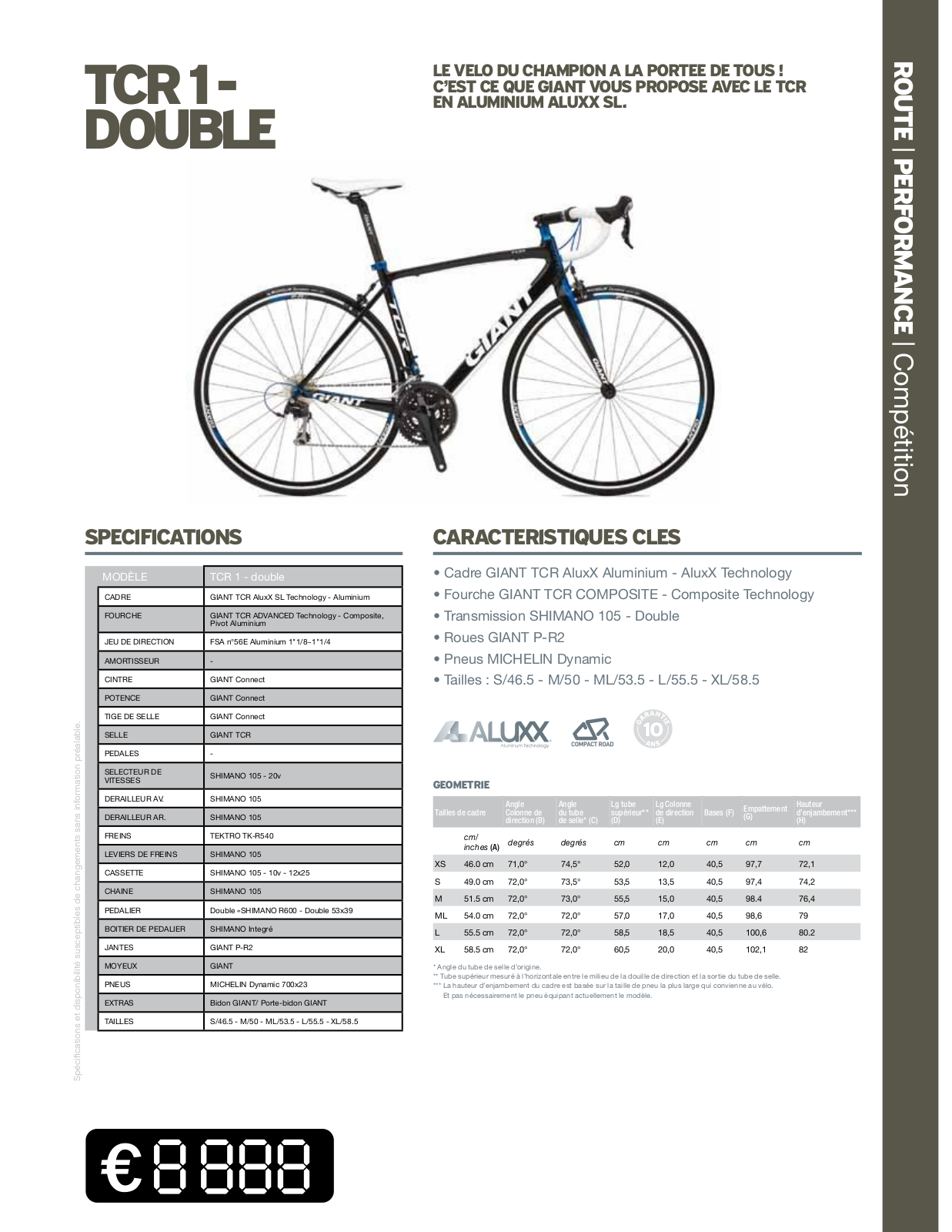 GIANT TCR 1-DOUBLE User Manual