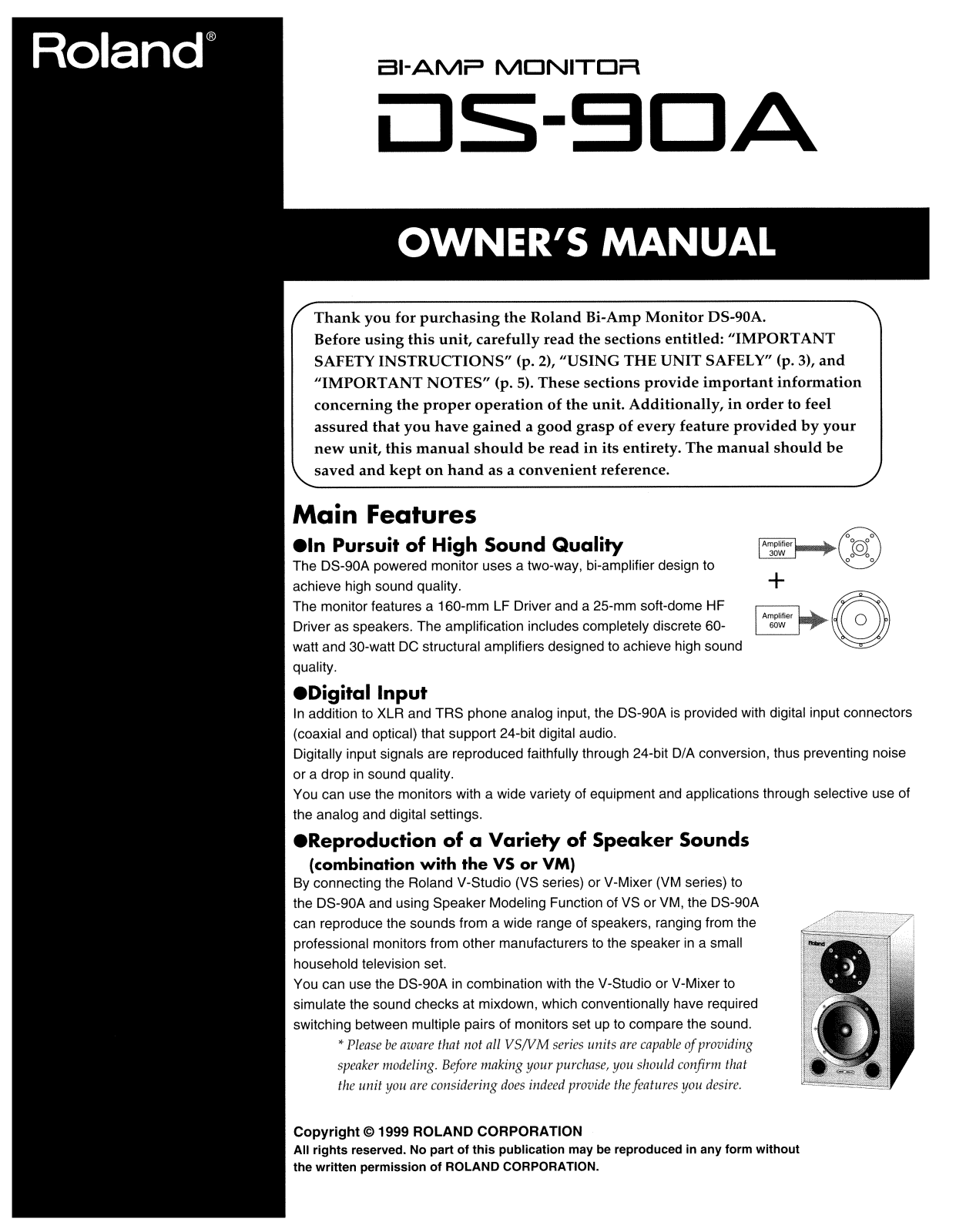 Roland Corporation DS-90A Owner's Manual