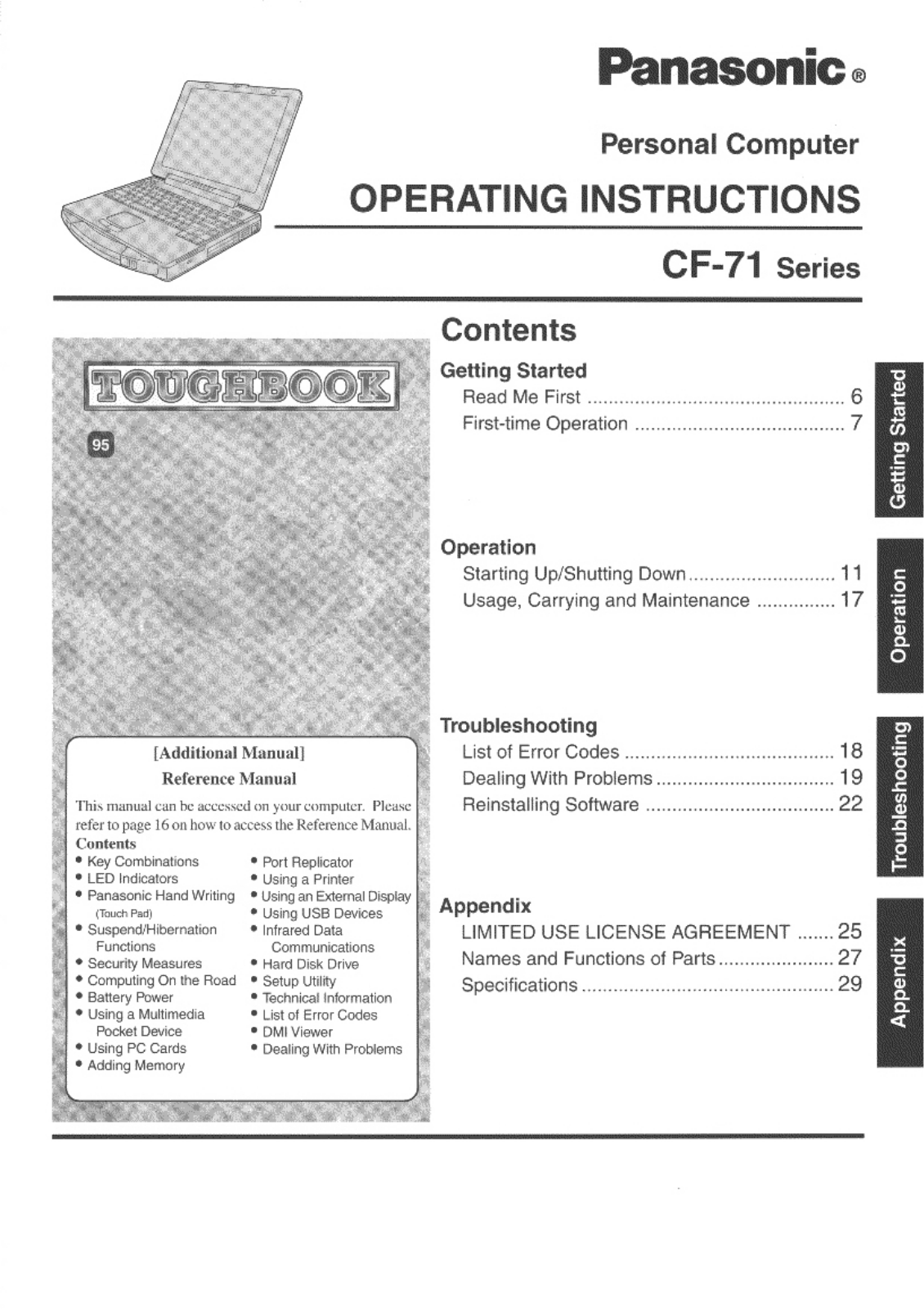 Panasonic CF-71EY6GBAM User Manual