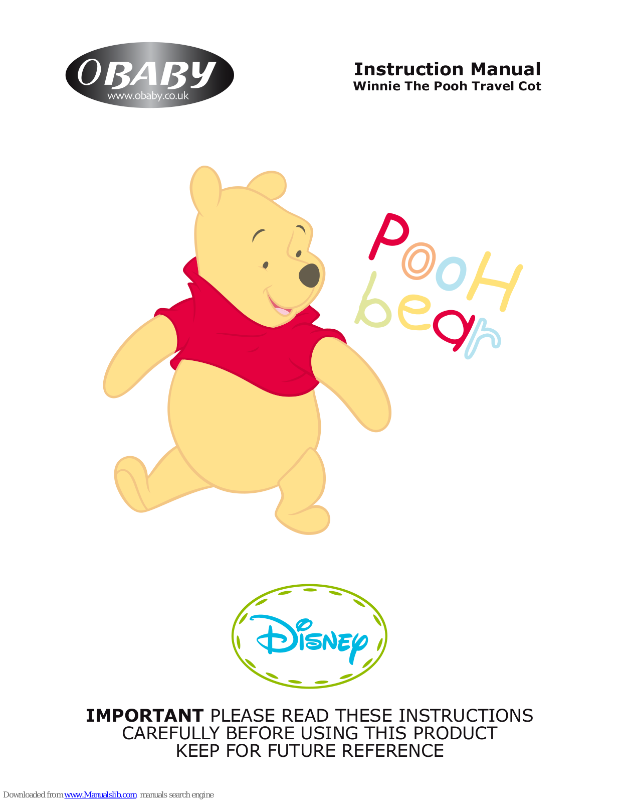 OBaby Winnie The Pooh Travel Cot Instruction Manual