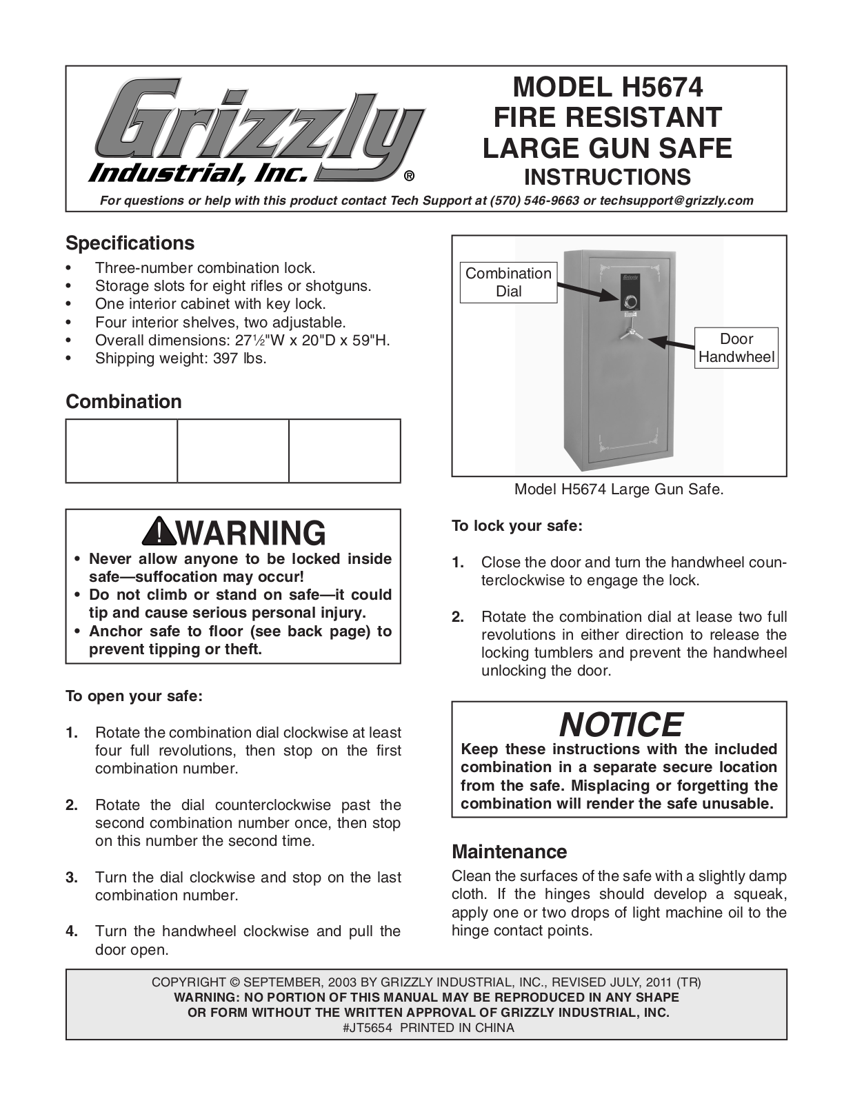 Grizzly H5674 User Manual