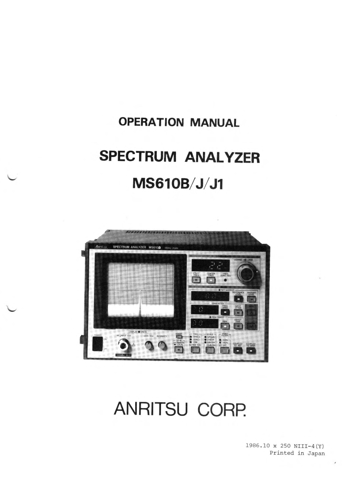 Anritsu MS610J1, MS610J, MS610B User Manual