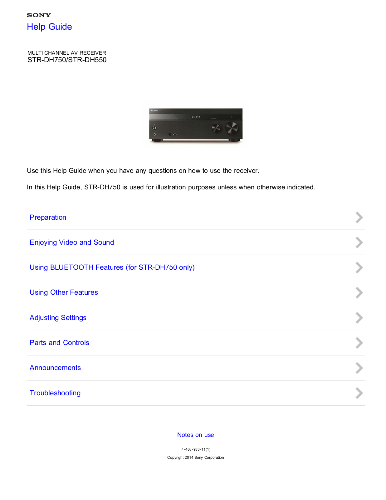 Sony STR-DH550, STR-FH750 User Manual