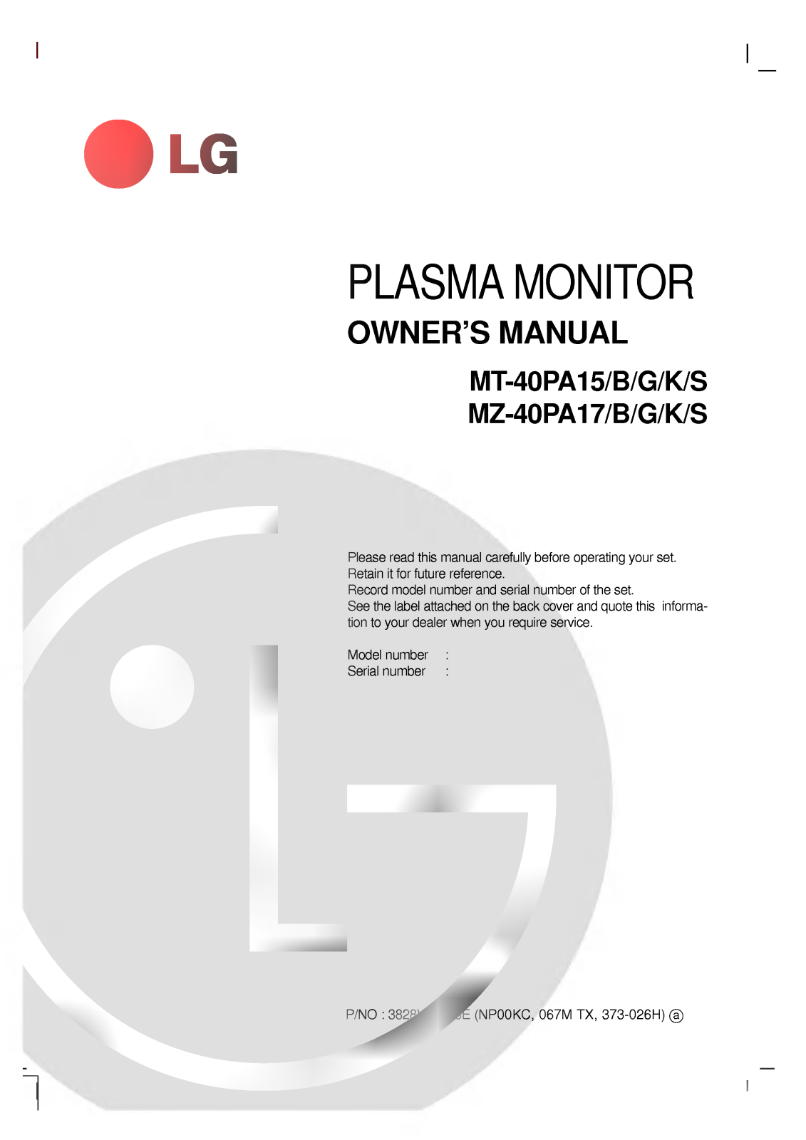LG MZ-40PA17 User Manual