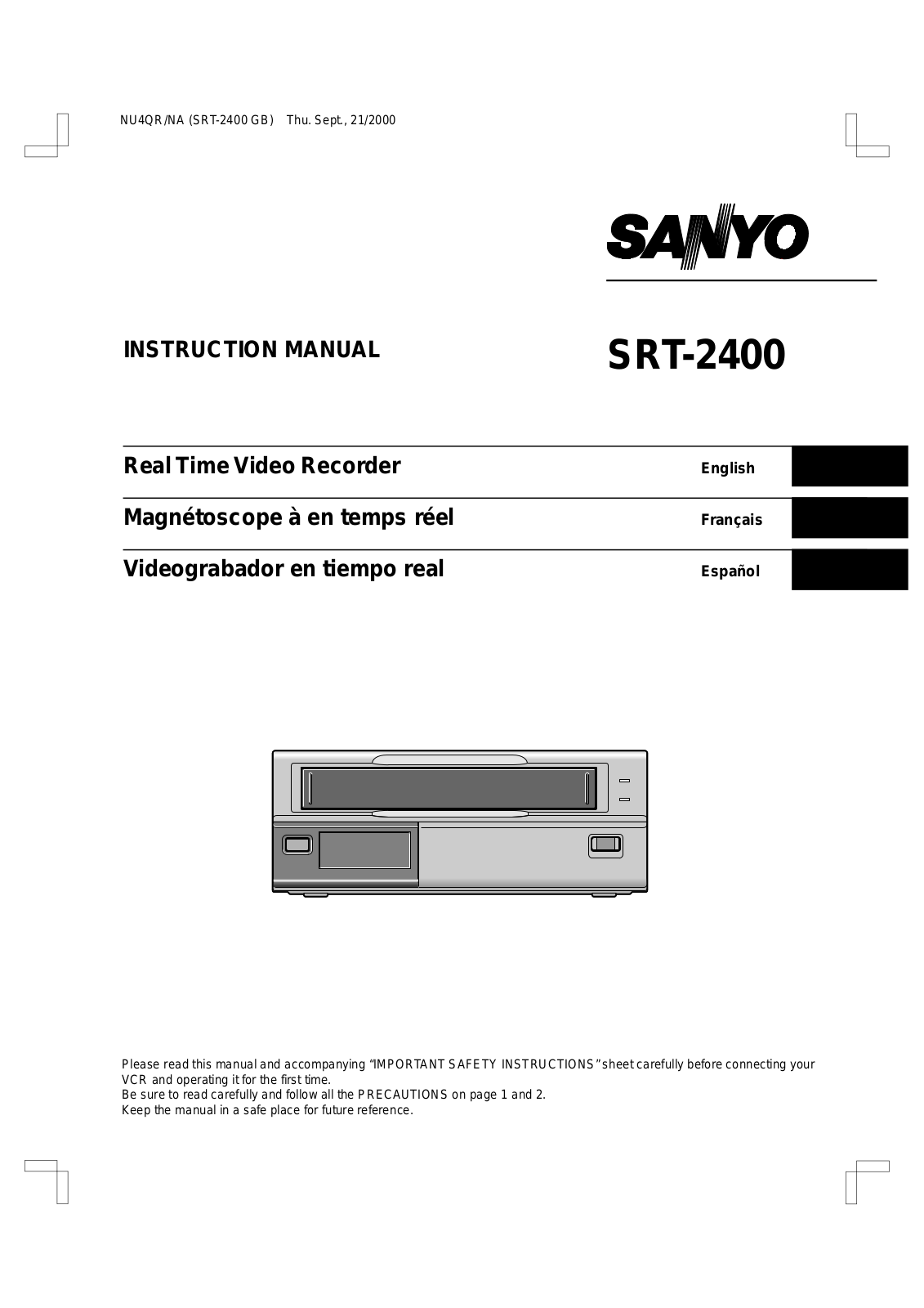 Sanyo SRT-2400 User Manual