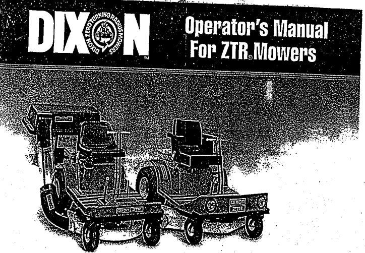 Dixon Zero Turn Riding Mower User Manual