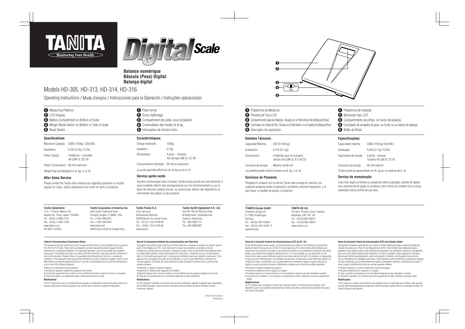 Tanita HD-314, HD-313 Owner's Manual