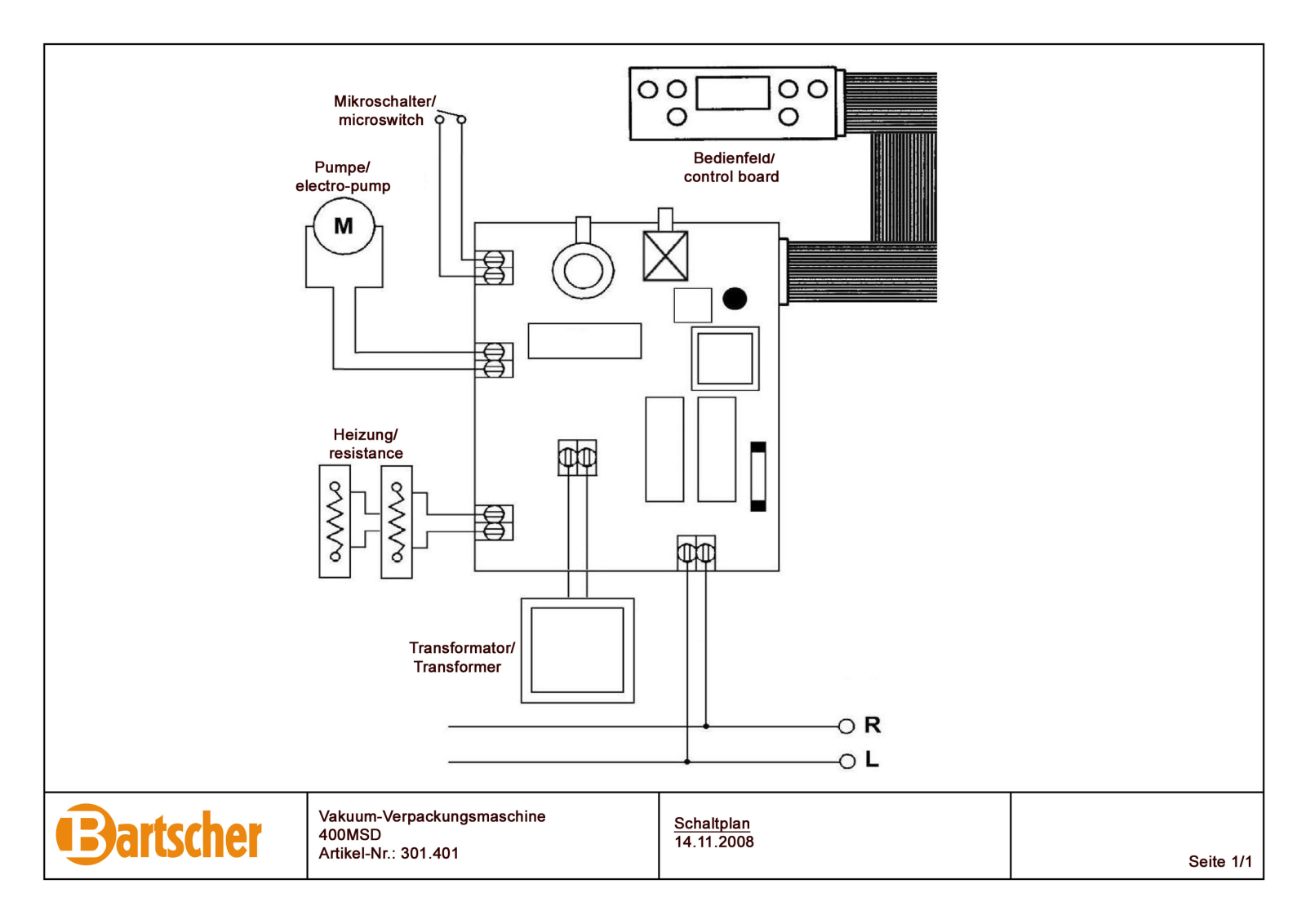 Bartscher 301401 Schematic