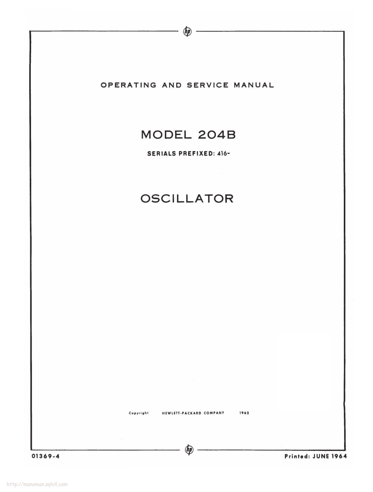 Hewlet Packard 204B Service Manual