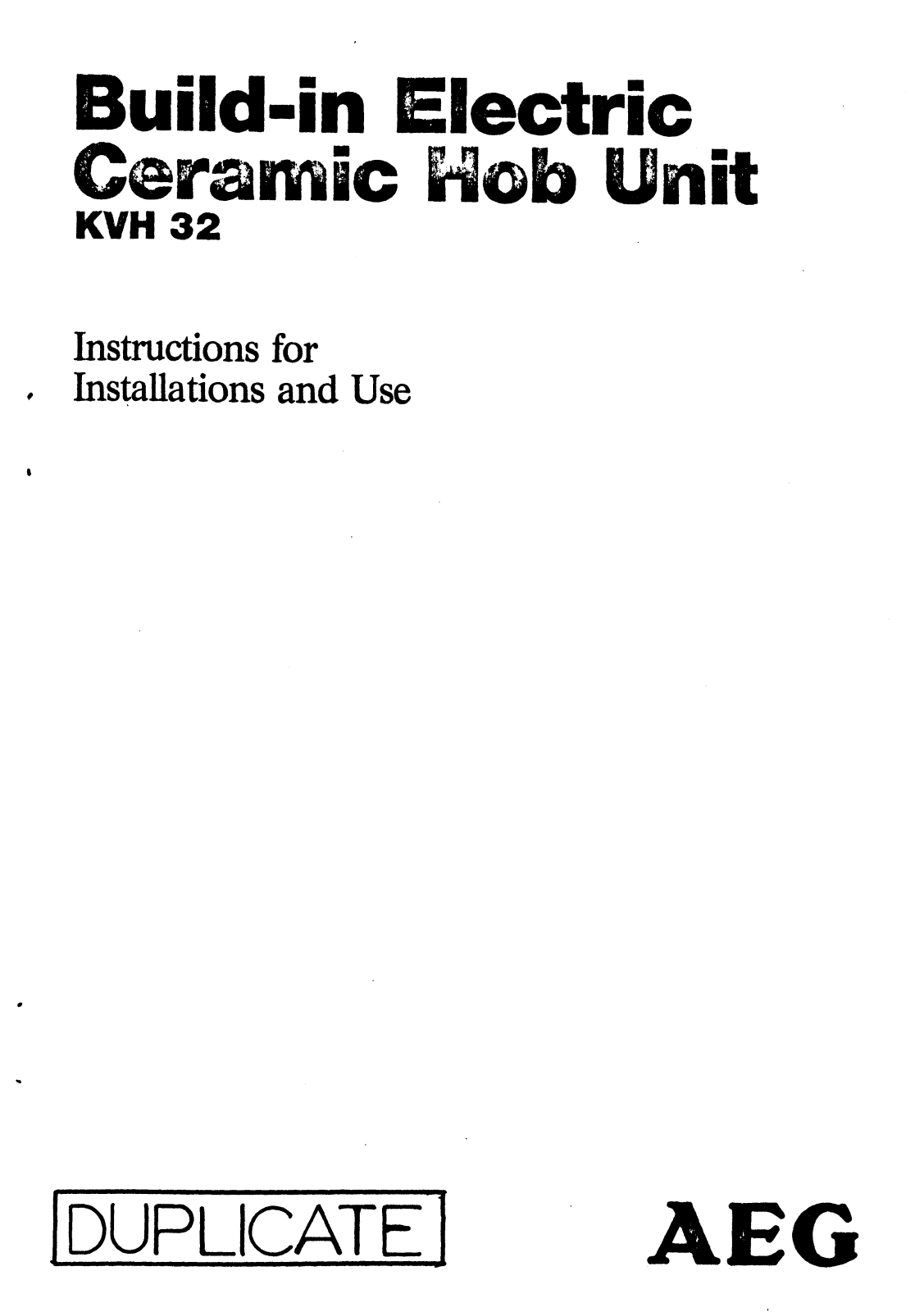 Aeg-electrolux KVH 32 M Manual