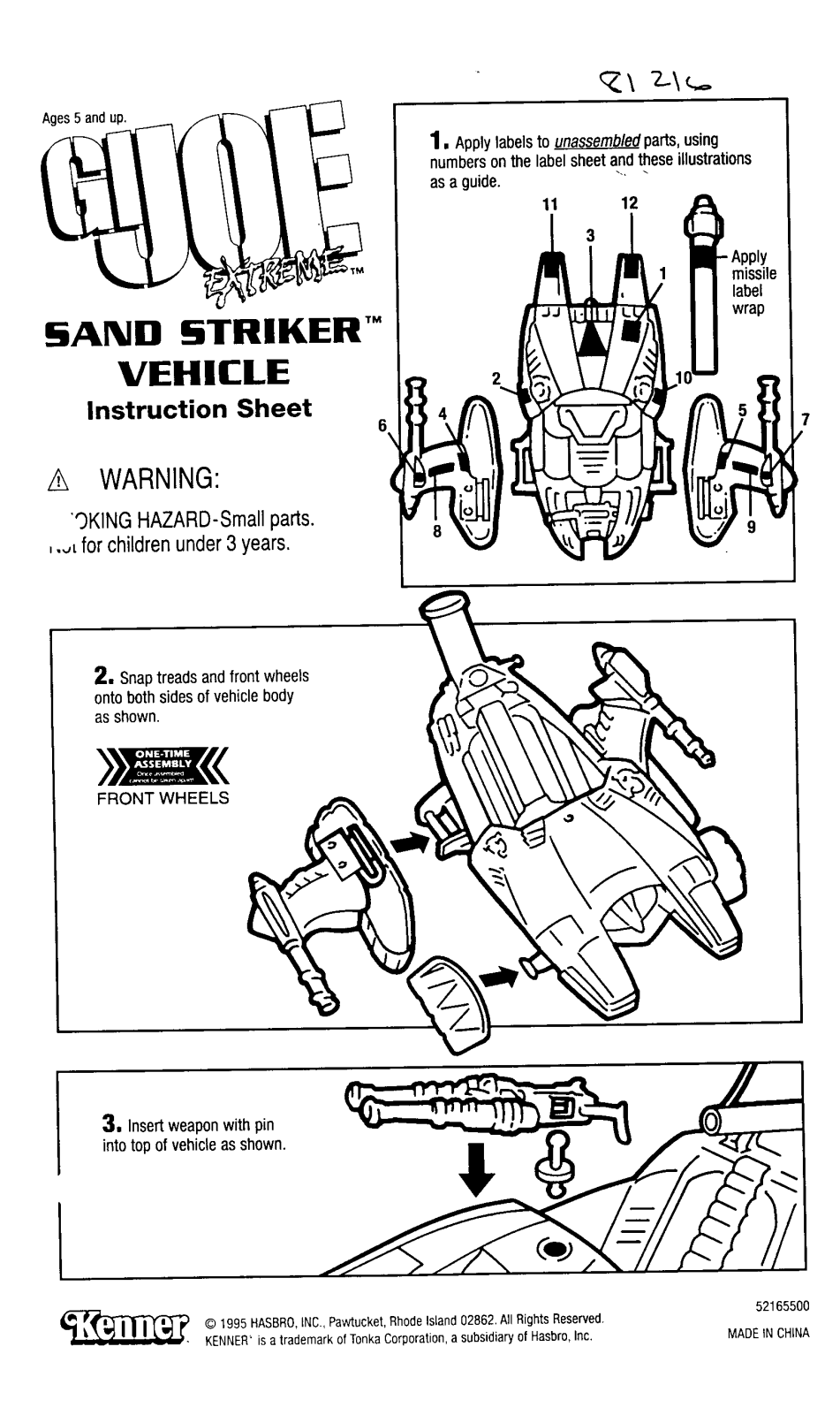 HASBRO GIJoe -Sandstriker Vehicle User Manual