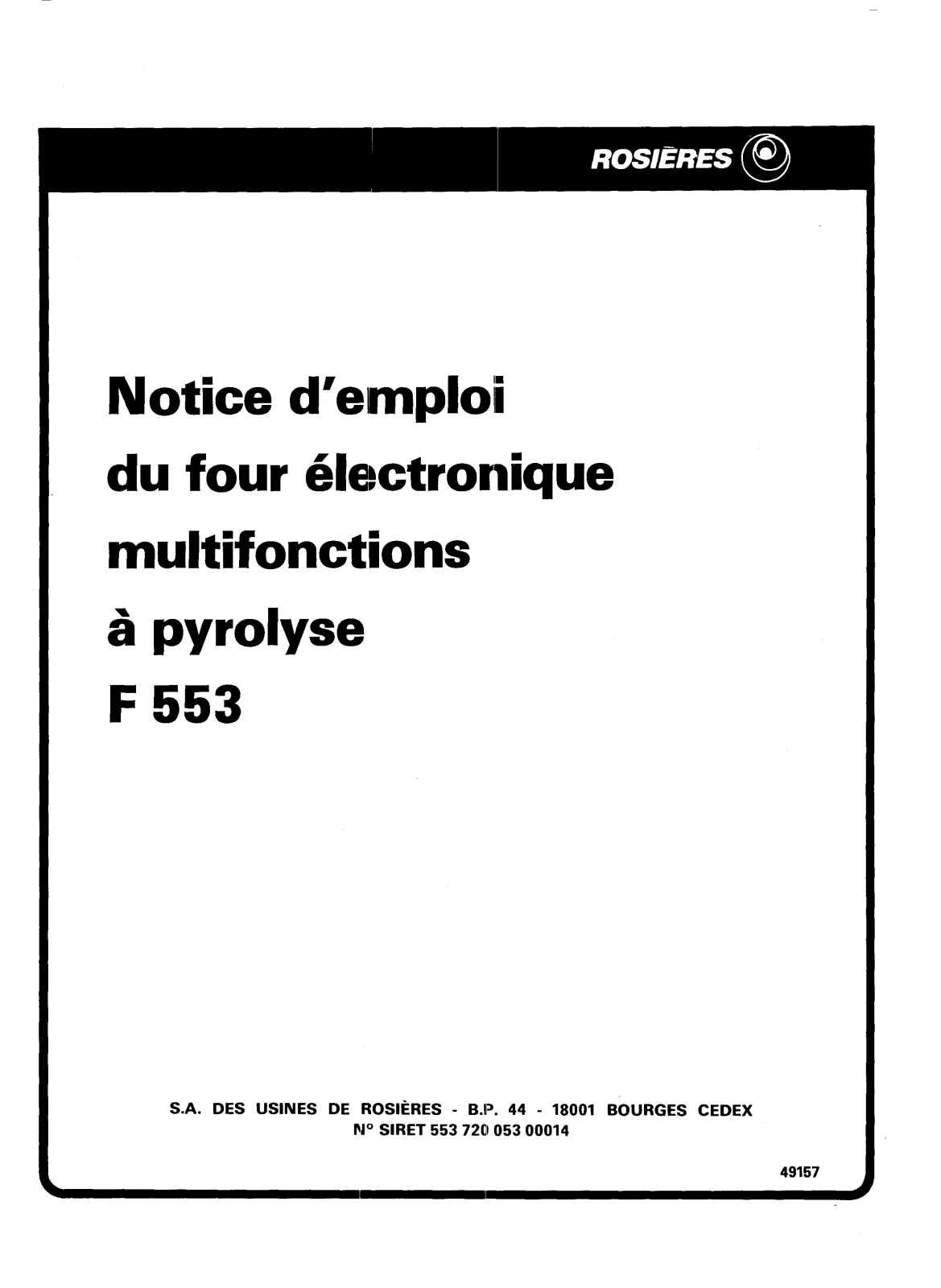 ROSIERES F 553 User Manual