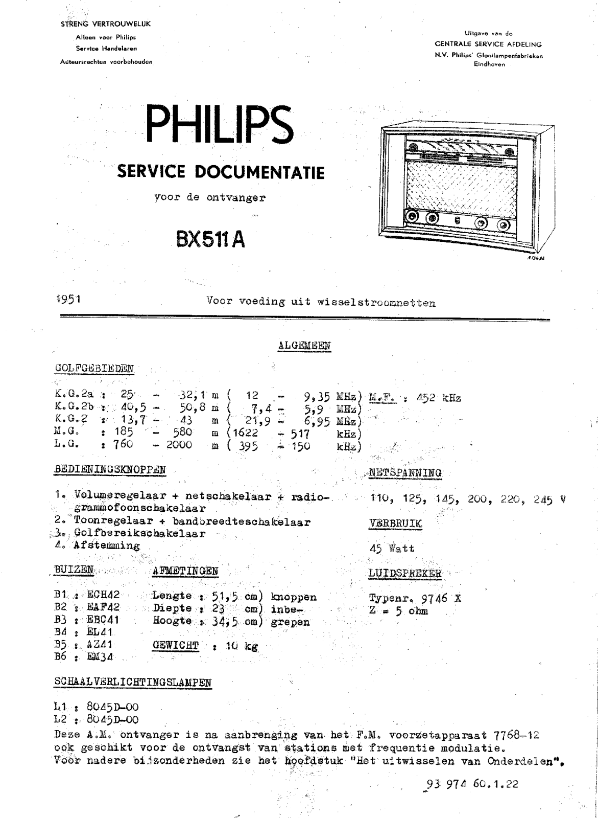 Philips BX-511-A Service Manual
