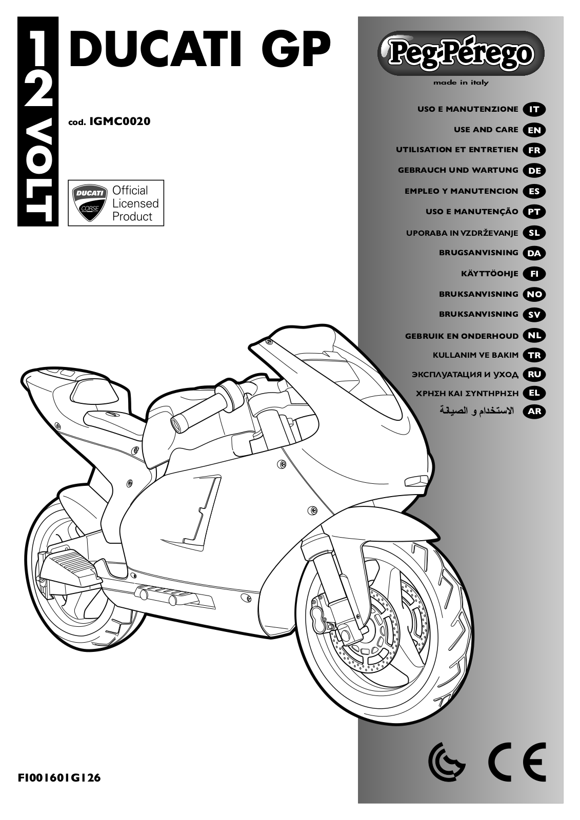 Peg-Perego DUCATI GP Use And Care Manual