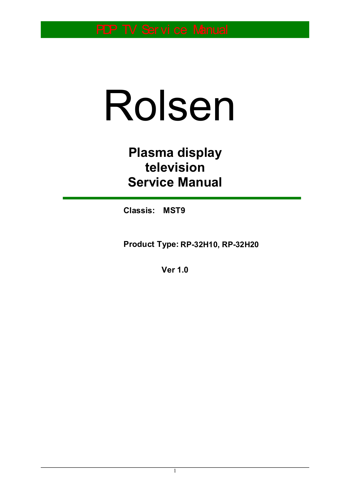 Rolsen 32H10, 32H20, 32H40 Service Manual