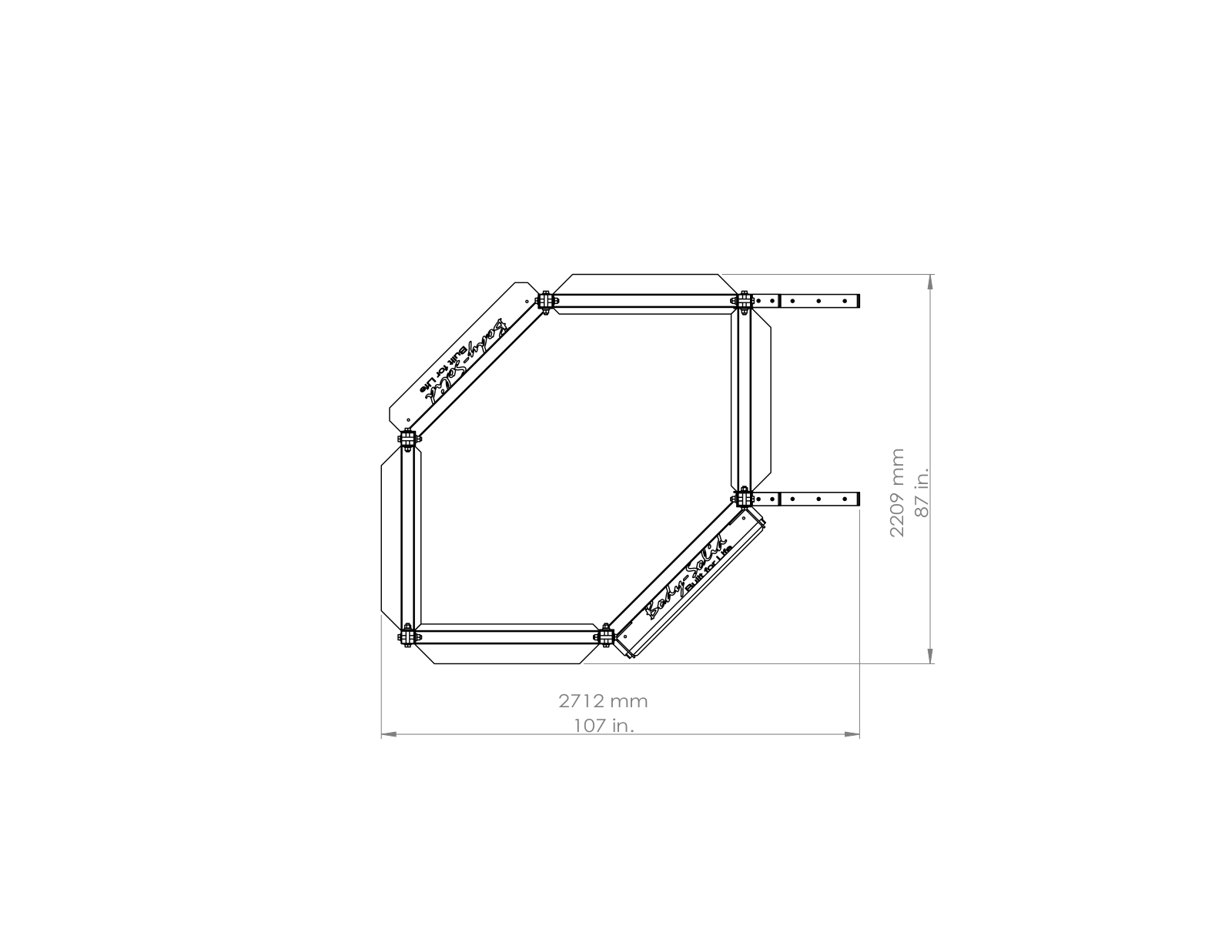 Body Solid SRHEX, SRHEXBASIC Top View Schematics