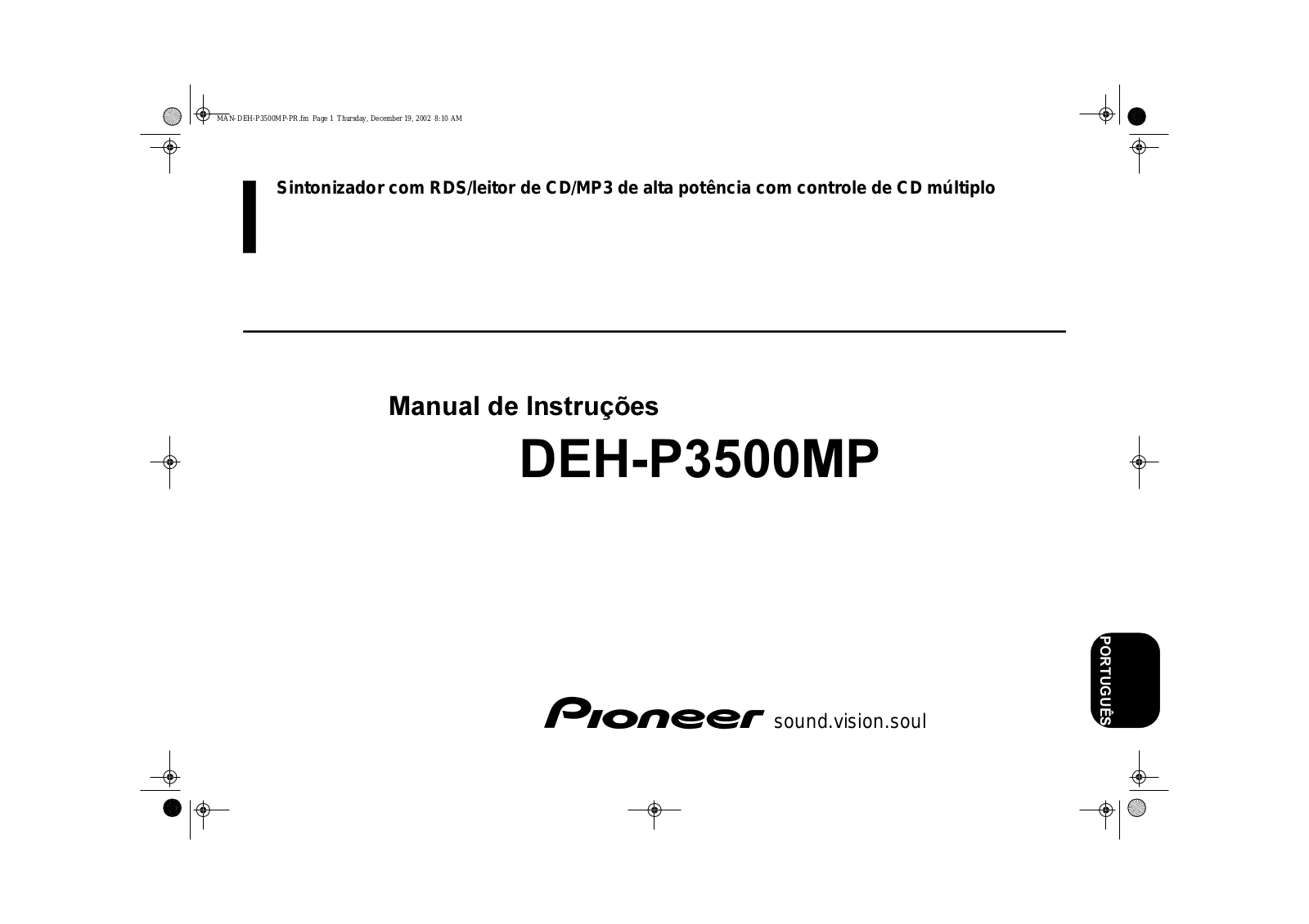 Pioneer DEH-P3500MP User manual