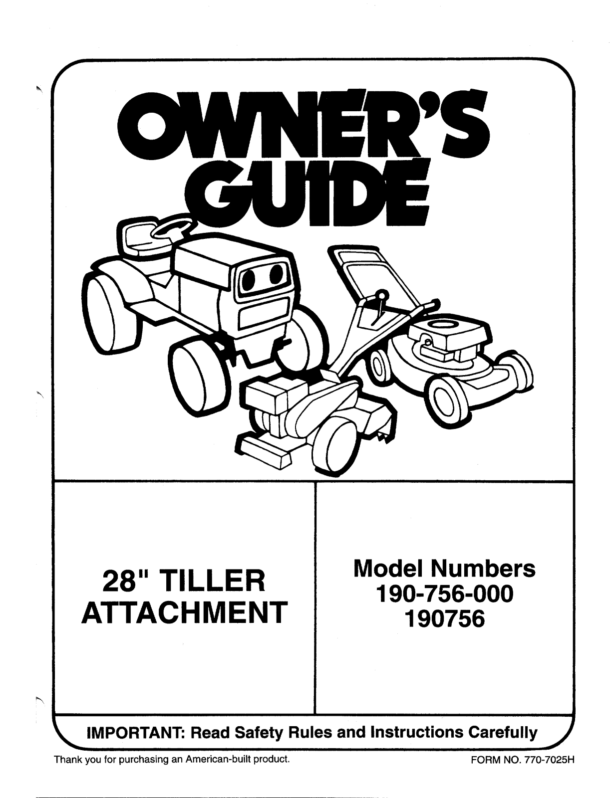 Bolens 190-756-00 User Manual