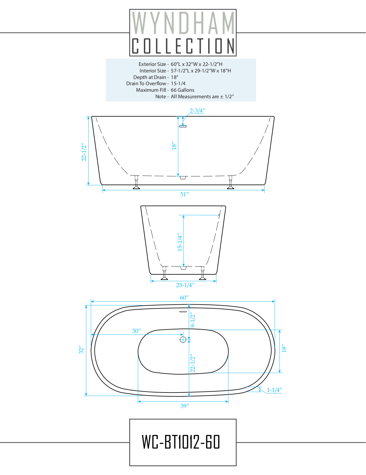 Wyndham Collection WCOBT101260BNTRIM, WCOBT101260, WCOBT101260ATP11PC, WCOBT101260ATP11BN Specifications