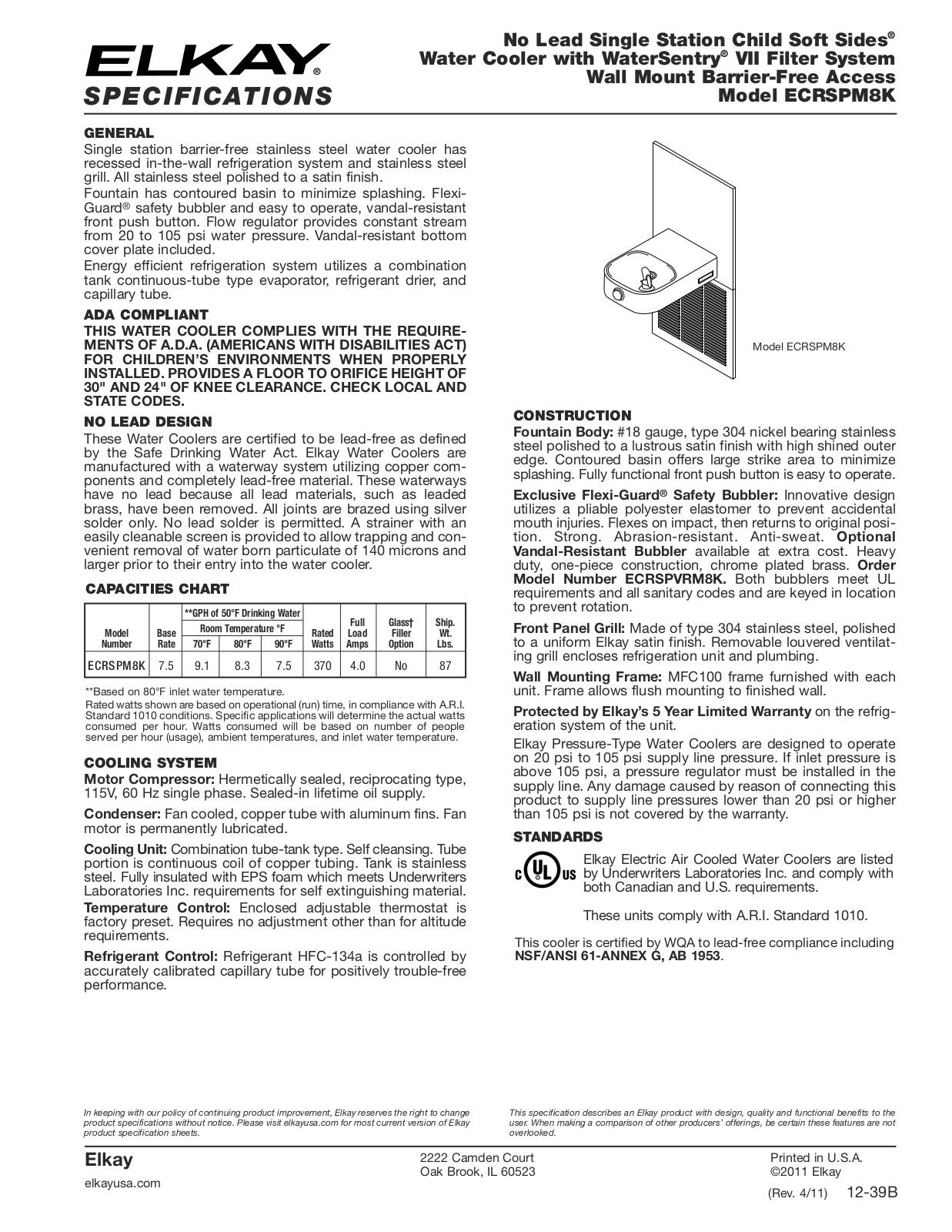 Elkay ECRSPM8K User Manual