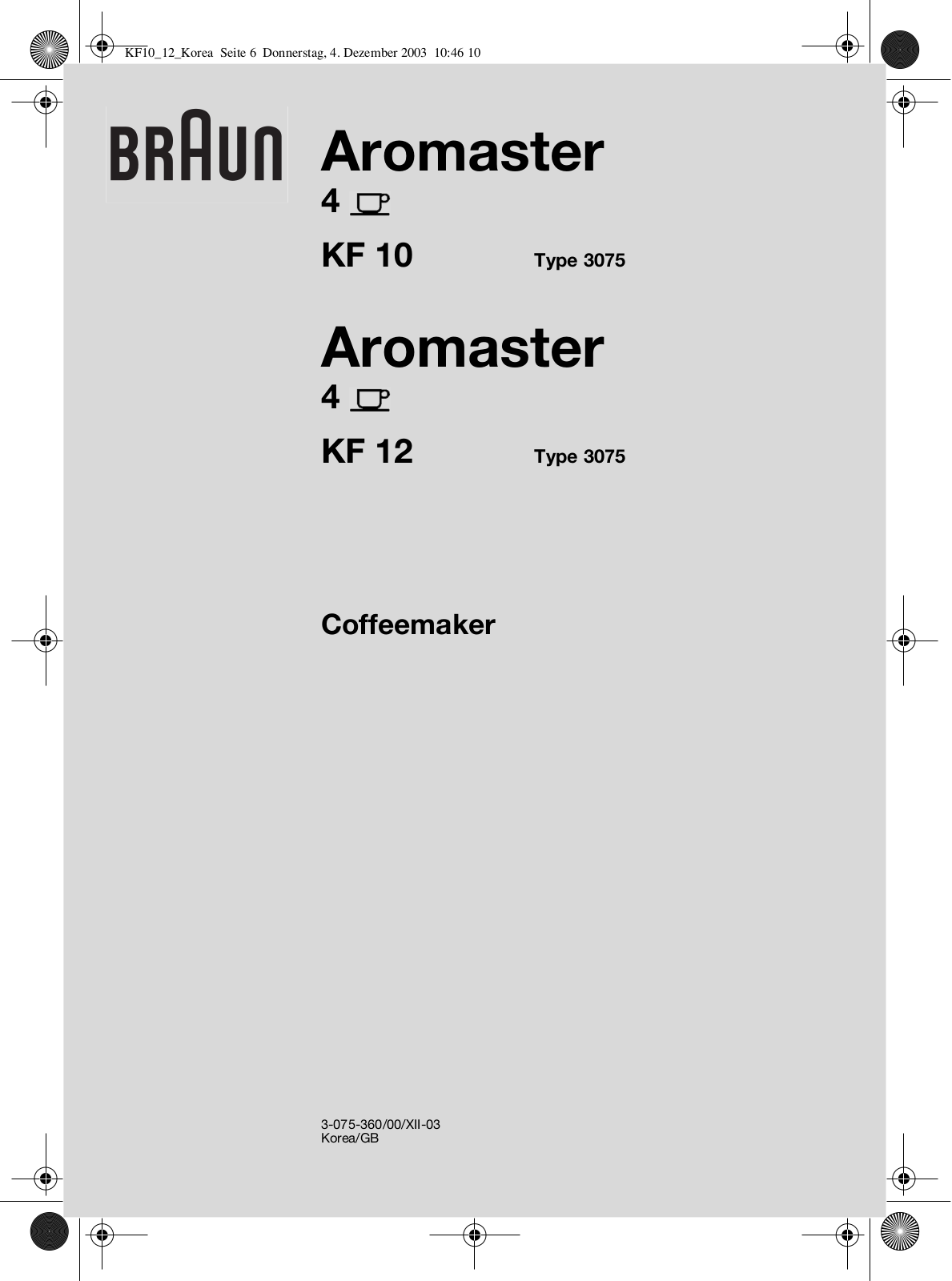 Braun KF12, KF10 User Manual