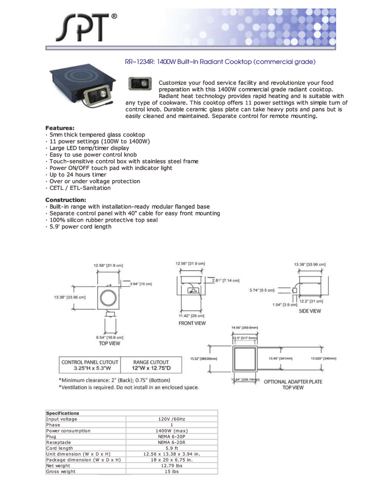 Sunpentown RR1234R Specifications