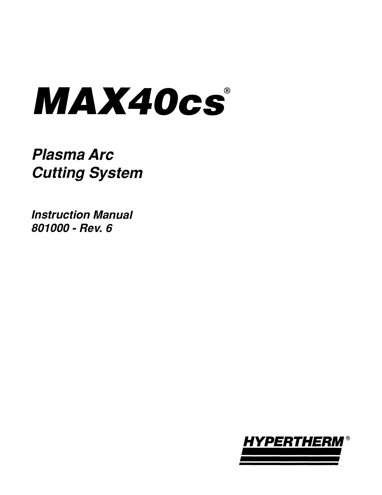 Hypertherm Mechanized Family Instruction Manual (IM)