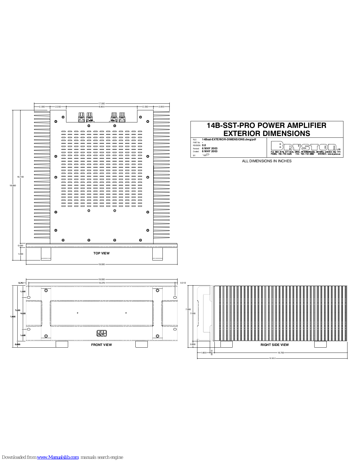 Bryston C Series 14B-SST-PRO Dimensional Drawing