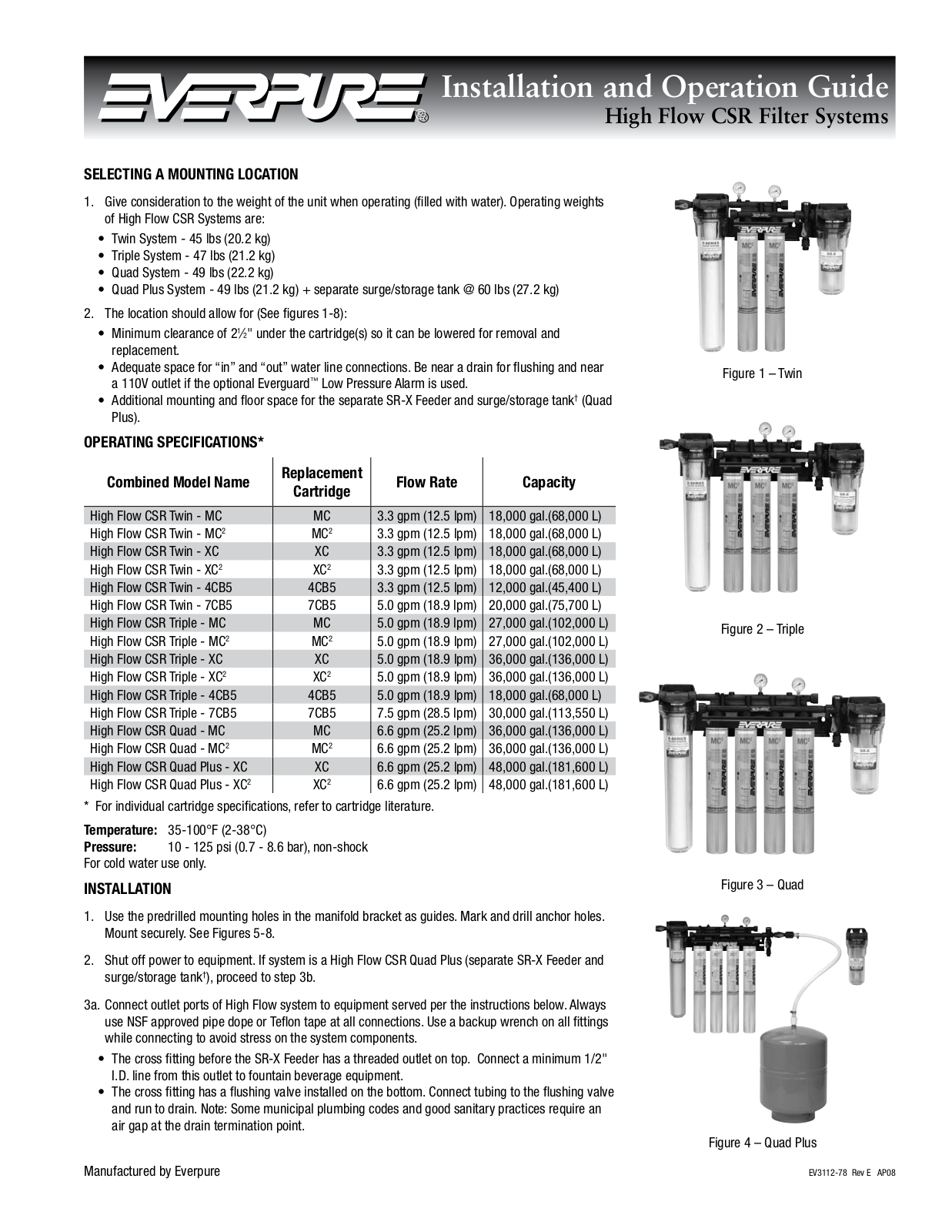 Pentair Everpure 4CB5 Installation  Manual