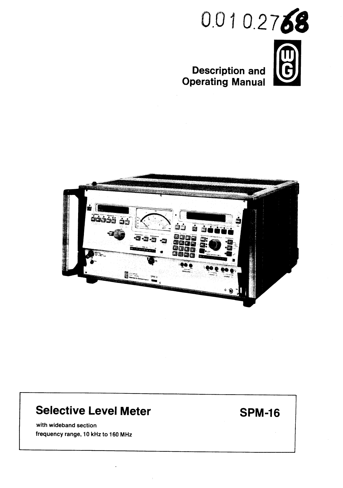 Wandel & Goltermann SPM-16 User Manual