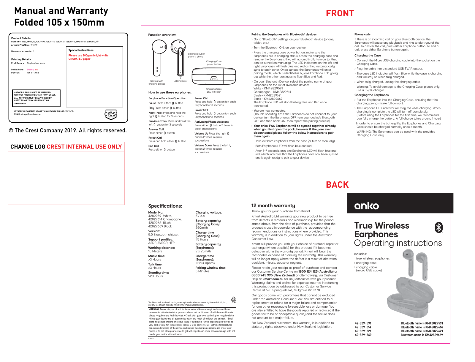 Anko 42829591, 42829614, 42829621, 42829669 User Manual