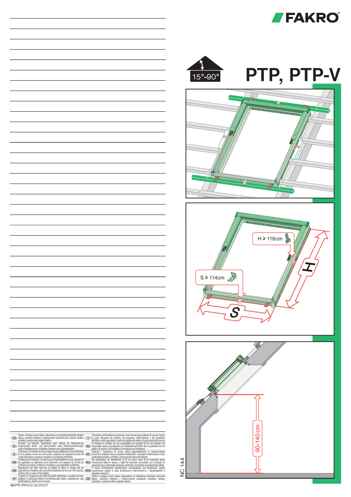 Fakro PTP, PTP-V User Manual