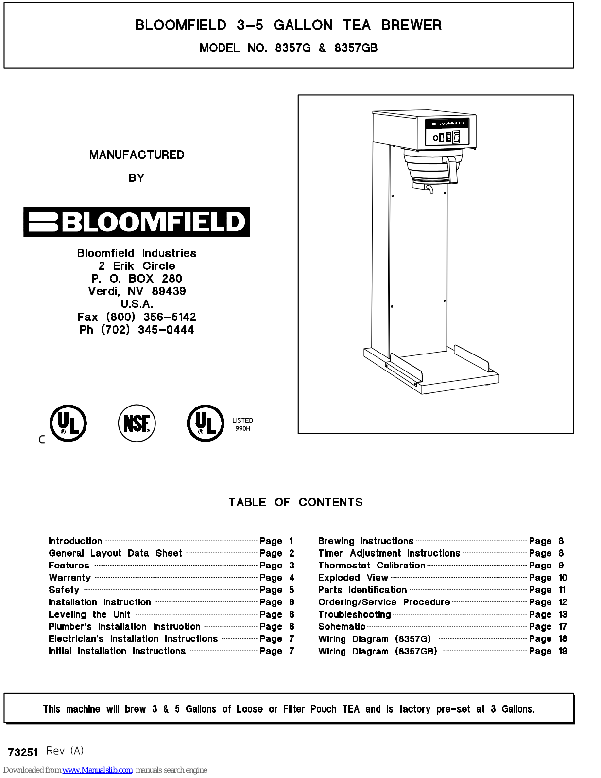 Bloomfield 8357GB User Manual