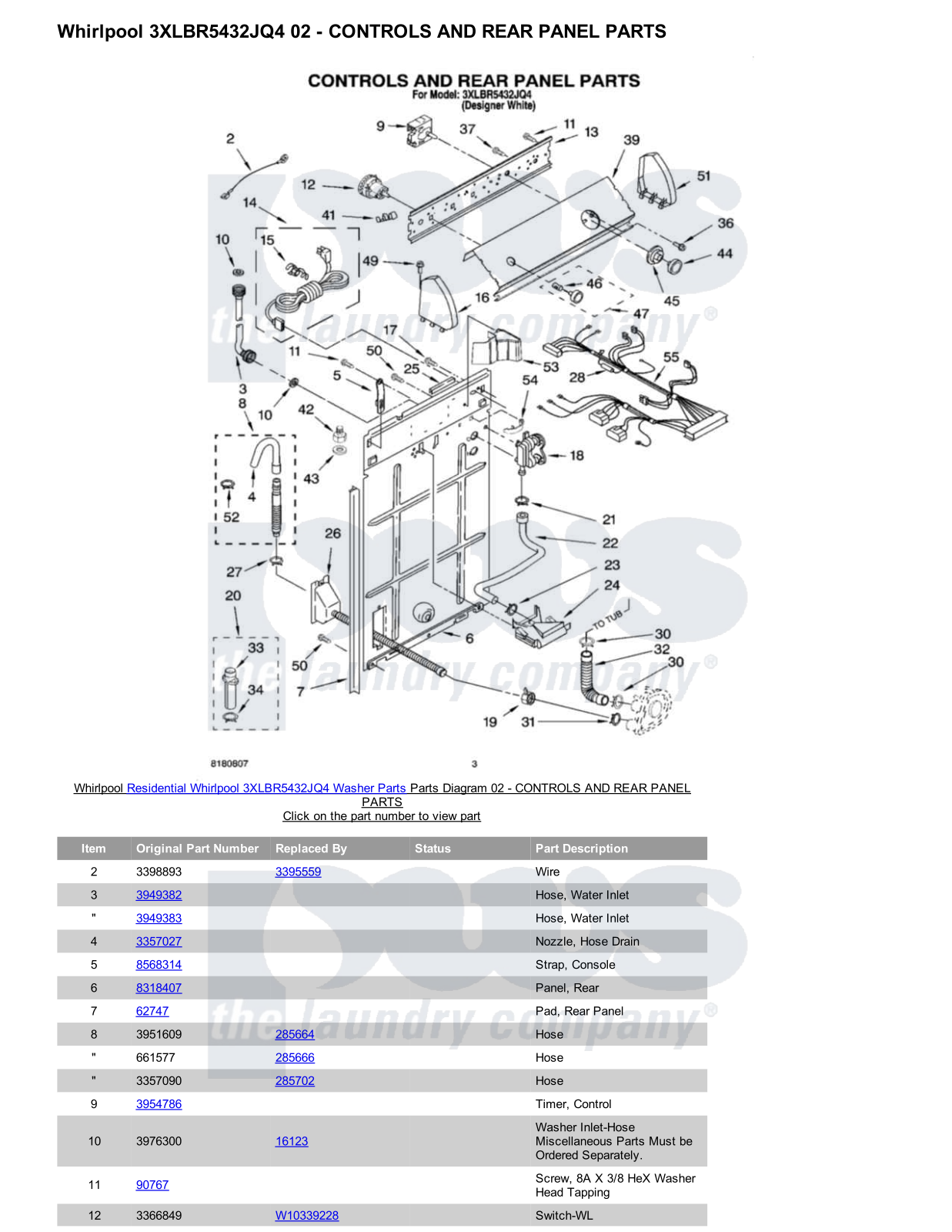 Whirlpool 3XLBR5432JQ4 Parts Diagram