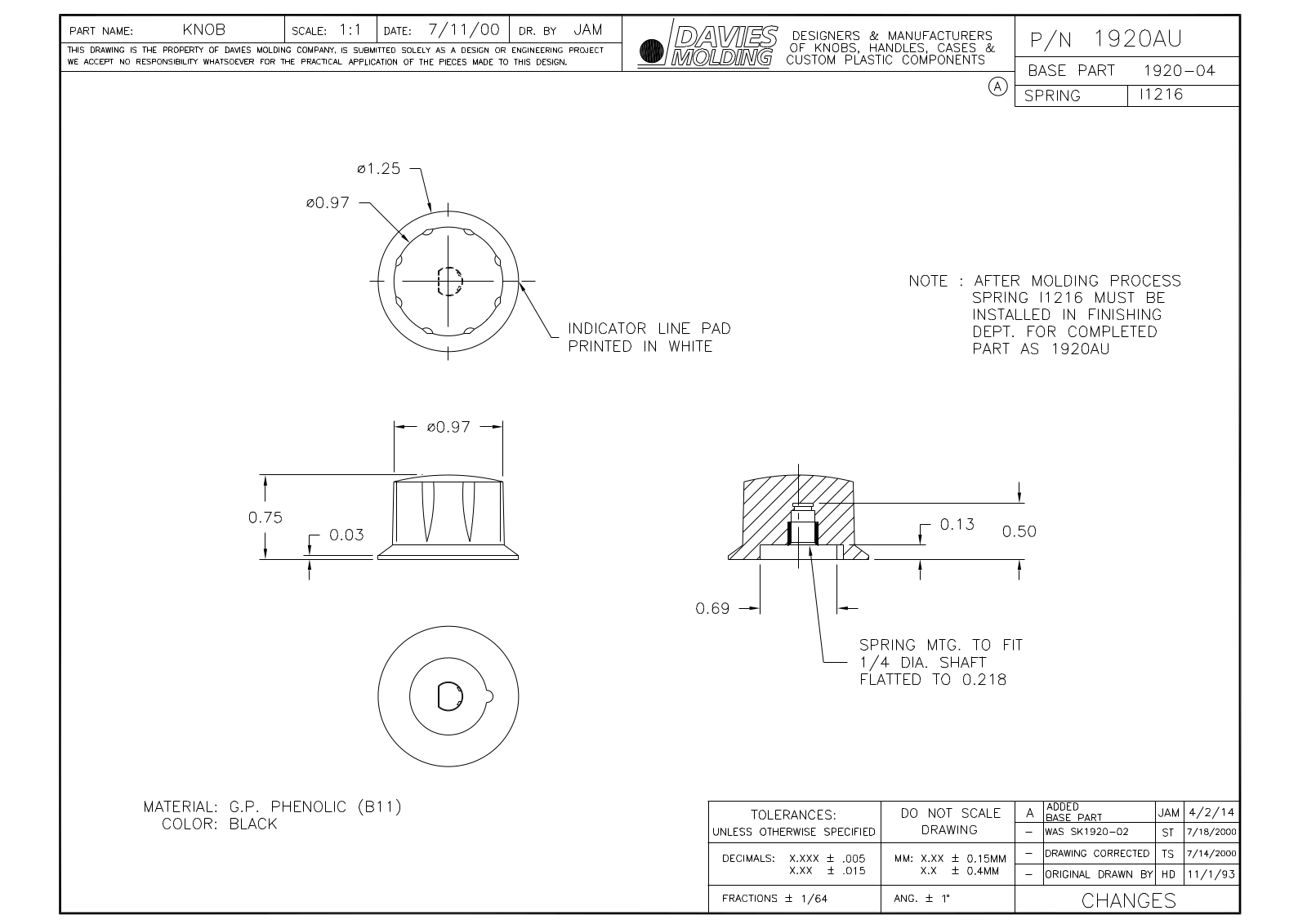 Davies Molding 1920AU Reference Drawing