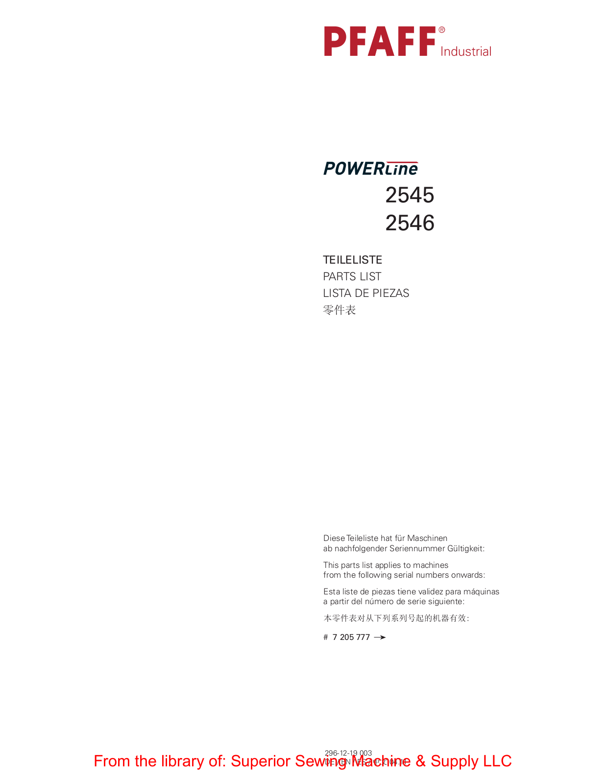 Pfaff 2545, 2546 User Manual