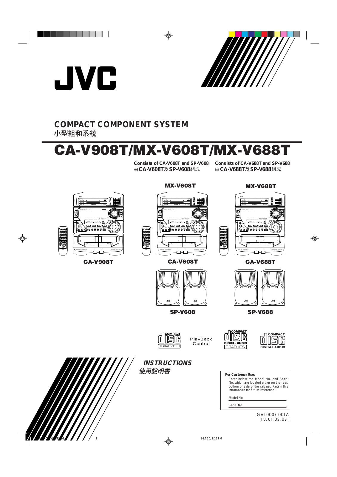 JVC CA-V608T, CA-V908T, CA-V688T User Manual