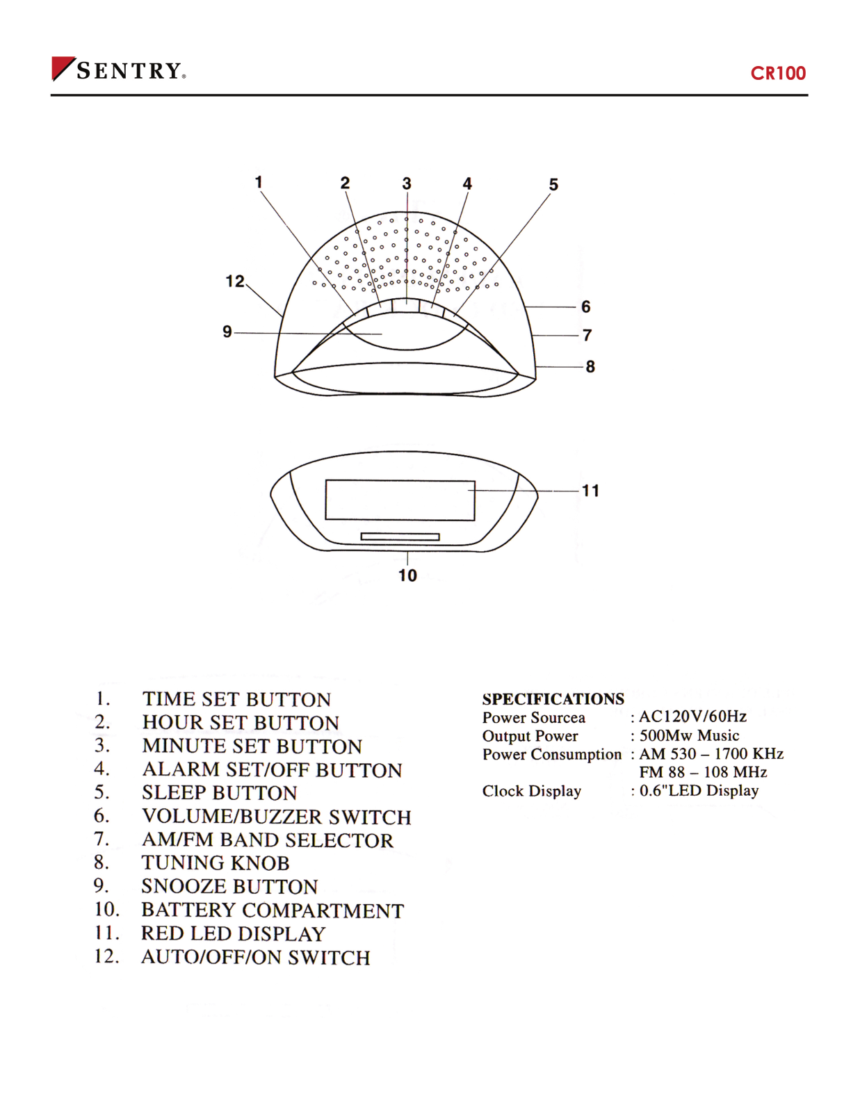 Sentry Industries CR100 User Manual