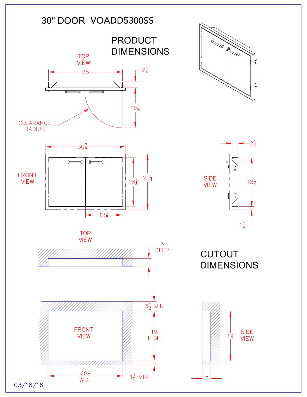 Viking VOADD5300SS Specsheet