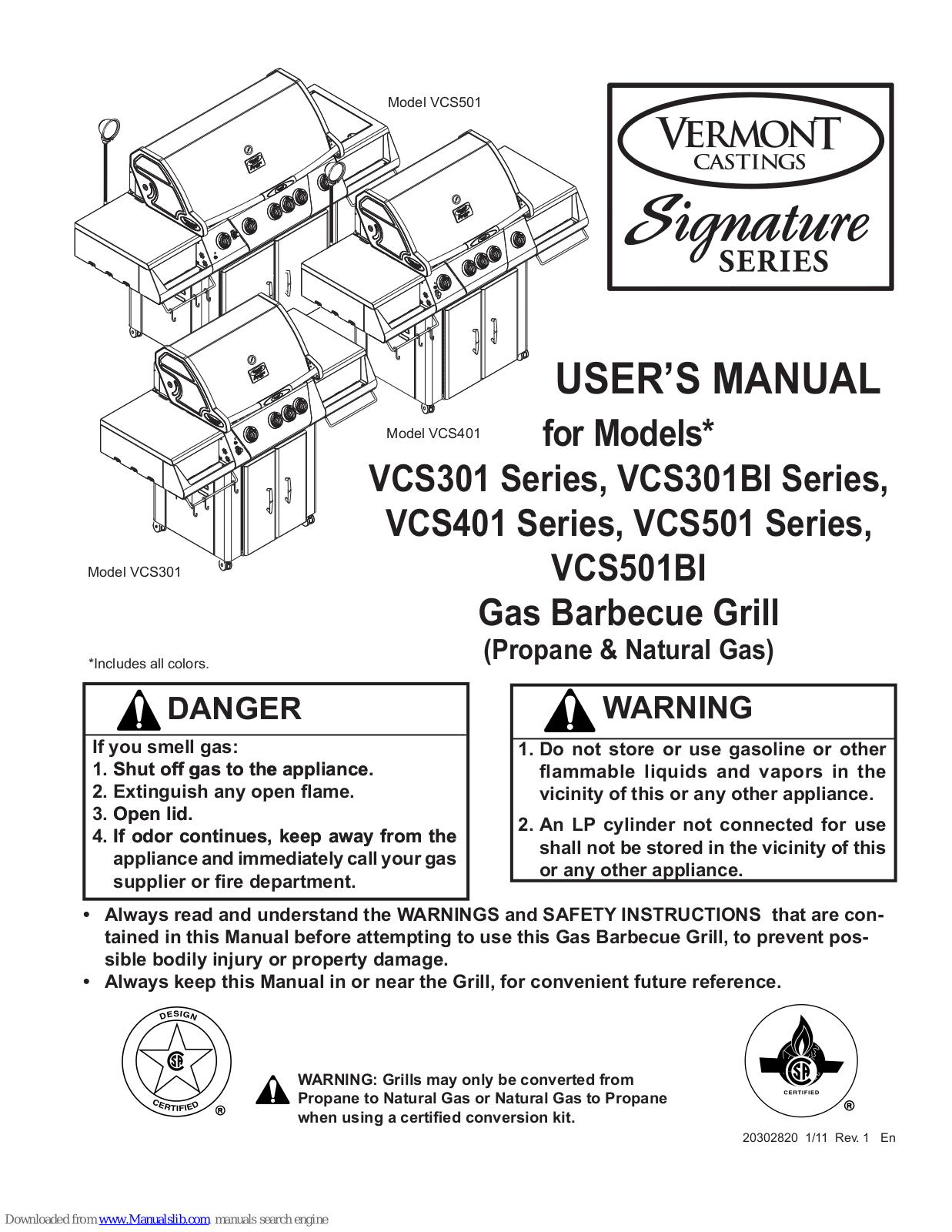 Vermont Castings Signature VCS301 Series, Signature VCS501BI, Signature VCS501 Series, Signature VCS401 Series, Signature VCS301BI Series User Manual