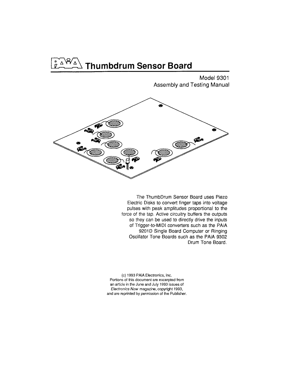 PAiA Electronics 9301 User's Manual