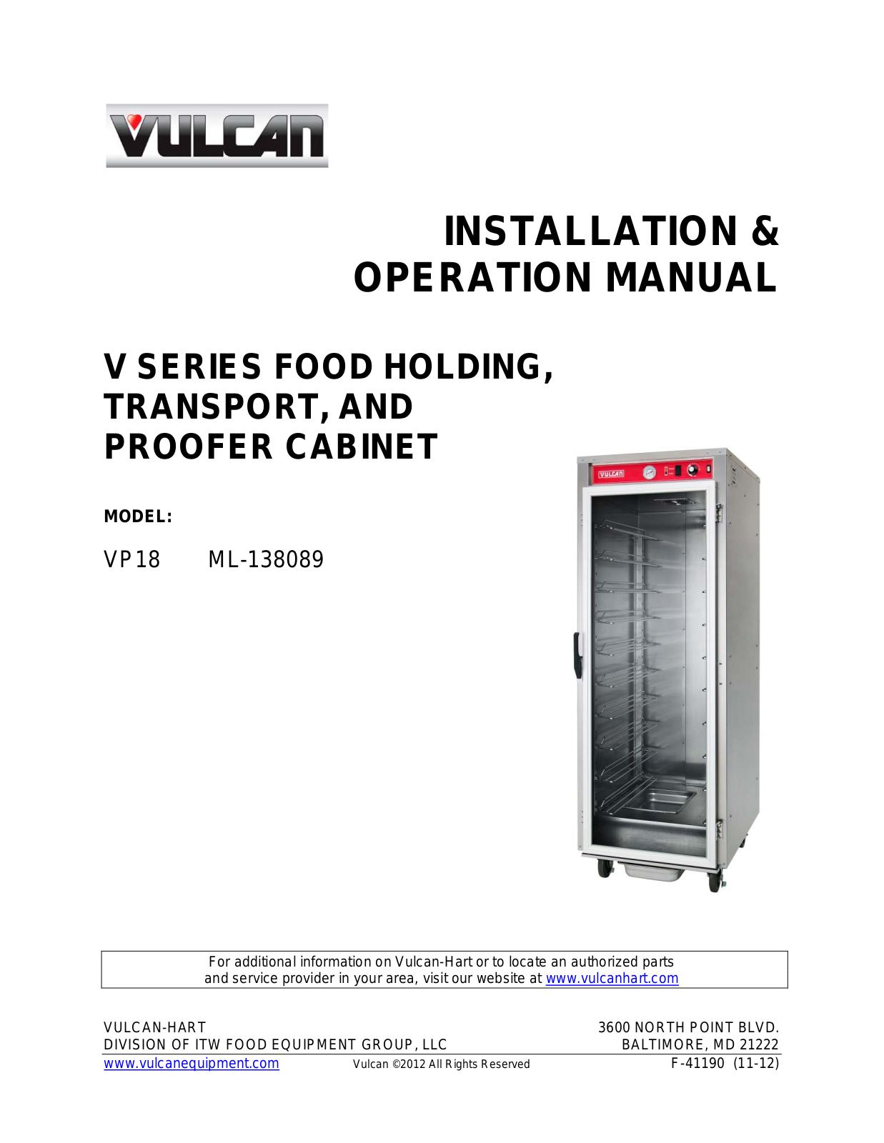 Vulcan-Hart ML-138089 User Manual